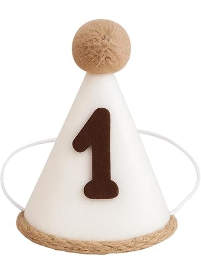 SYOSI First Birthday Crown, Baby Boy & Girl Party Hats, Adjustable 1 Year Old Celebration Headdress for Photoshoot, Smash Cake, Birthday Party Decorations, Keepsake (White, 12cm x 8cm) - Image 1