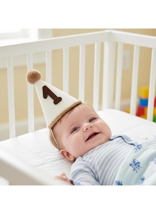 SYOSI First Birthday Crown, Baby Boy & Girl Party Hats, Adjustable 1 Year Old Celebration Headdress for Photoshoot, Smash Cake, Birthday Party Decorations, Keepsake (White, 12cm x 8cm) - Image 3