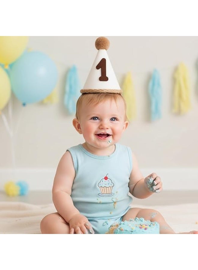 SYOSI First Birthday Crown, Baby Boy & Girl Party Hats, Adjustable 1 Year Old Celebration Headdress for Photoshoot, Smash Cake, Birthday Party Decorations, Keepsake (White, 12cm x 8cm) - Image 2