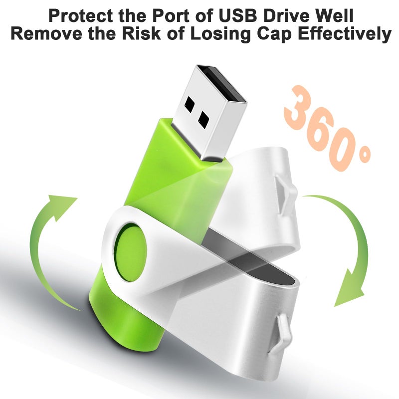 MECHEER 8GB Flash Drive Thumb Drives 10 Pack, USB 2.0 Flash Drive Memory Stick Backup Drive, Portable Pendrive Photo Stick Jump Drives with Lanyards, Office USB Storage Flash Drive Swivel Zip Drive, 10 Colors - Image 3