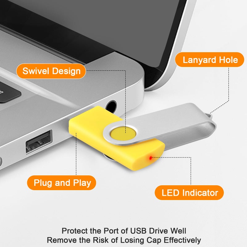 MECHEER 8GB Flash Drive Thumb Drives 10 Pack, USB 2.0 Flash Drive Memory Stick Backup Drive, Portable Pendrive Photo Stick Jump Drives with Lanyards, Office USB Storage Flash Drive Swivel Zip Drive, 10 Colors - Image 4