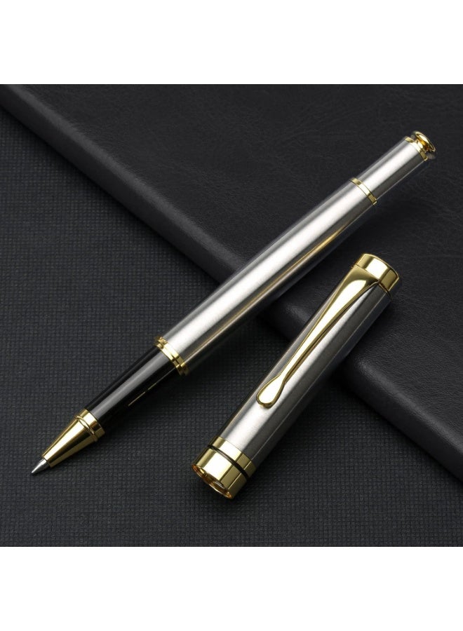 Luxury Ballpoint Pens Best Ball Pen Gift Set for Men & Women Professional Executive Office Nice BallPens Classy Gift Box Ballpoint Black Refill Line width 0.5mm (Silver) - Image 5