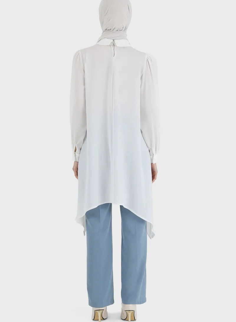 Tavin by Modanisa Asymmetrical Hem Button Detail Tunic