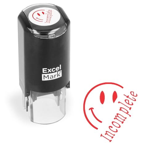 ExcelMark Incomplete SelfInking Round Teacher Stamp Red Ink - Image 1