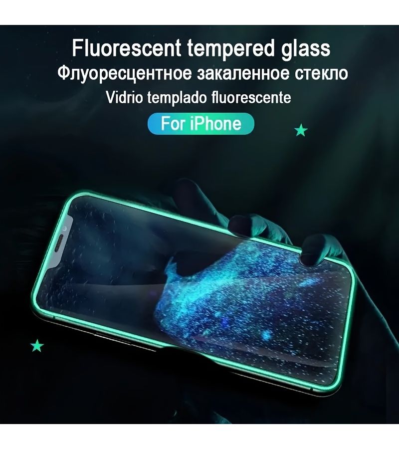 2 قطع زجاج مقسى أخضر متوهج في الظلام عالي الدقة لجهاز iPhone 15 Plus بصلابة 9H - Image 4