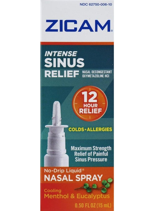 ZICAM Zicam Intense Sinus Relief Nasal Spray,Transparent Cooling Menthol and Eucalyptus, 0.5 Fl Oz 