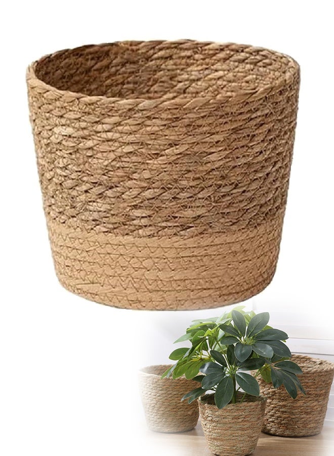 GMORO 3 sizes to choose from Grass Flower Basket Indoor Woven Flower Pot Flower Pot Flower Pot Decoration Laundry Basket Household Flower Pot Leak Proof Plastic Liner Indoor and Outdoor Garden Decoration - Image 1