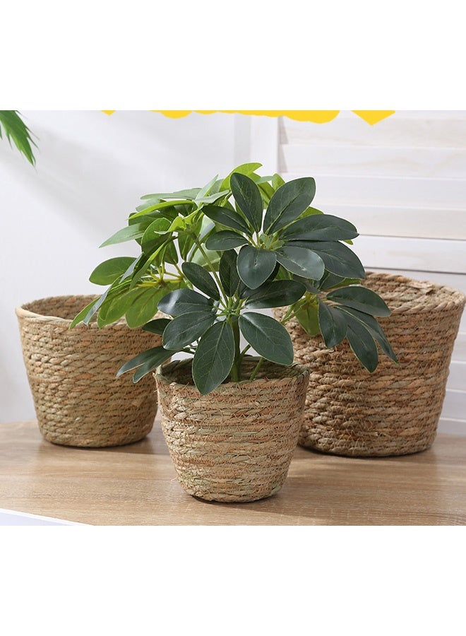 GMORO 3 sizes to choose from Grass Flower Basket Indoor Woven Flower Pot Flower Pot Flower Pot Decoration Laundry Basket Household Flower Pot Leak Proof Plastic Liner Indoor and Outdoor Garden Decoration - Image 5