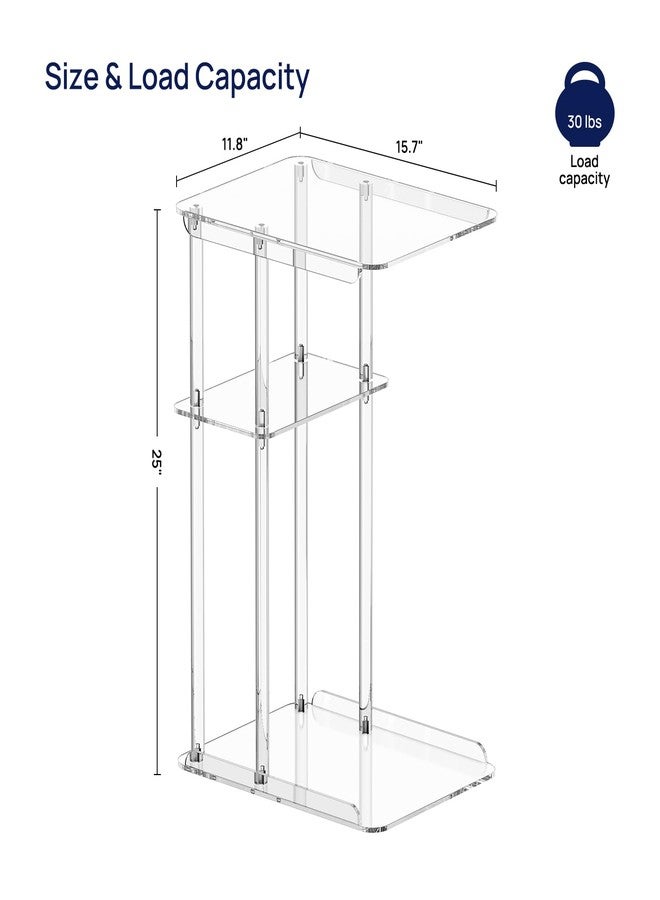 HMYHUM Clear Acrylic Side Table, C Shaped End Table for Sofa, Small Snack Tables for Living Room, Bedroom, Bathroom, 3 Tiers - Image 3
