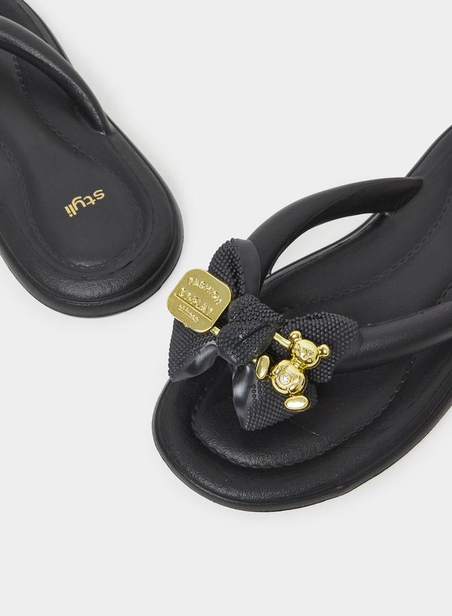 Styli Embellished Bow Detail Flip Flop - Image 3