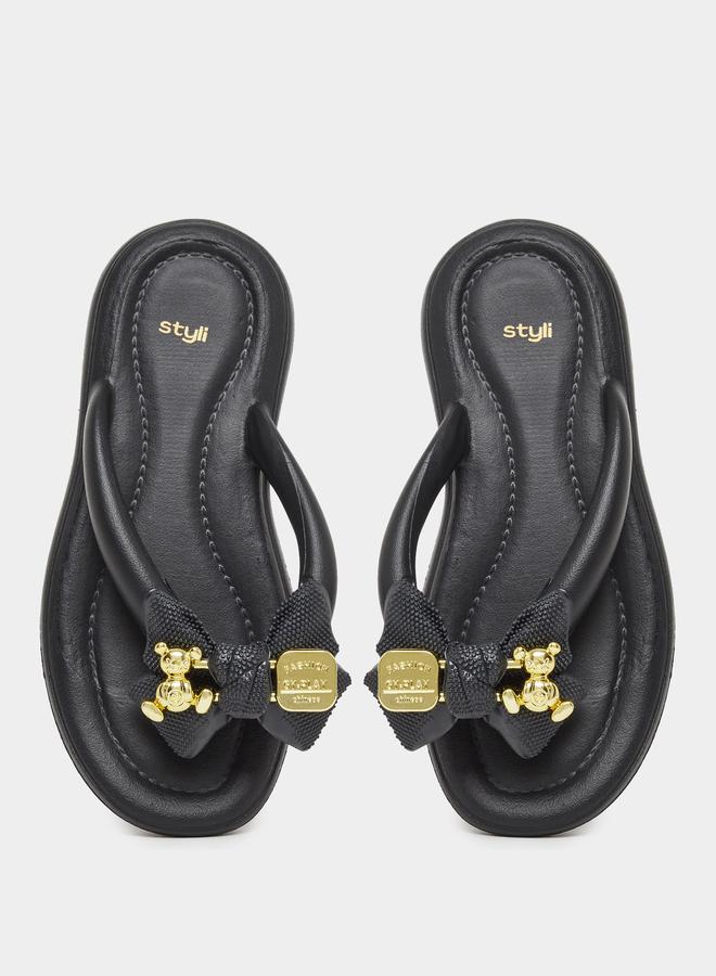 Styli Embellished Bow Detail Flip Flop - Image 5