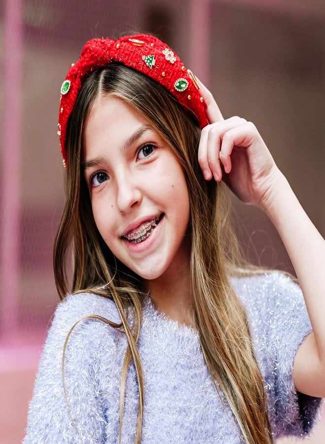 FROG SAC Knot Headband for Girls, Knotted Headbands for Toddler Kids, Rainbow Beaded Unicorn Hair Accessories, Girl Head Band, Halloween Christmas Stocking Easter Basket Stuffers (Red) - Image 2