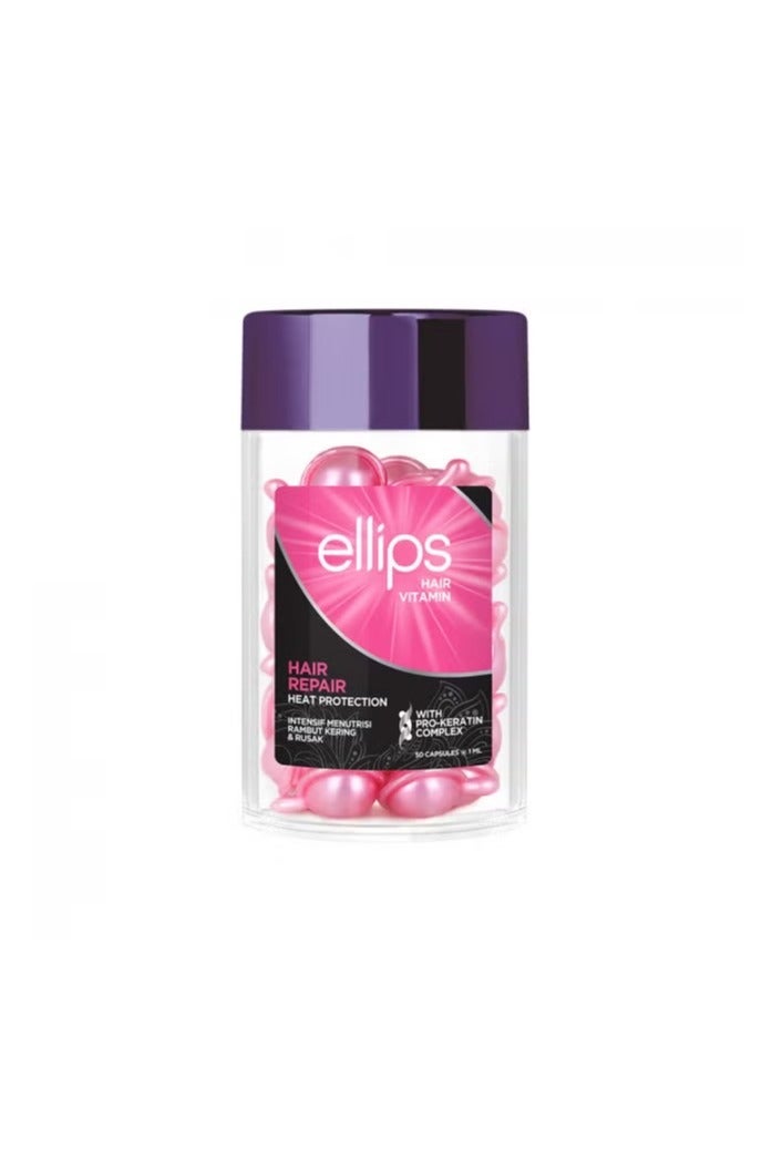 ellips Hair Enhancing Vitamin and Heat Protection with Keratin for Intense Hair Nourishment and Protection of Damaged Hair 50 Capsules