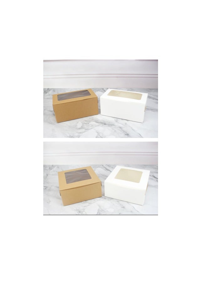 Brown 12-Piece 12-Cavities Kraft Paper Cupcake Box With Transparent Mini Window  - Image 2