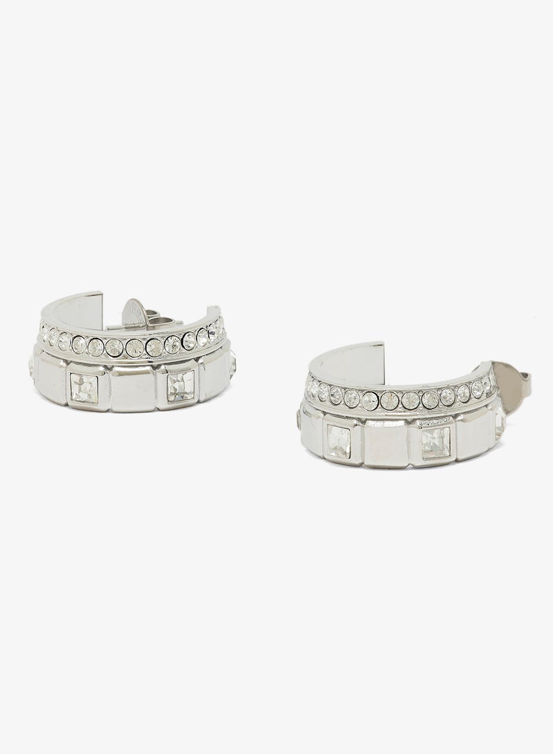 GUESS 23Mm Crystal Cube Double Hoops - Image 2