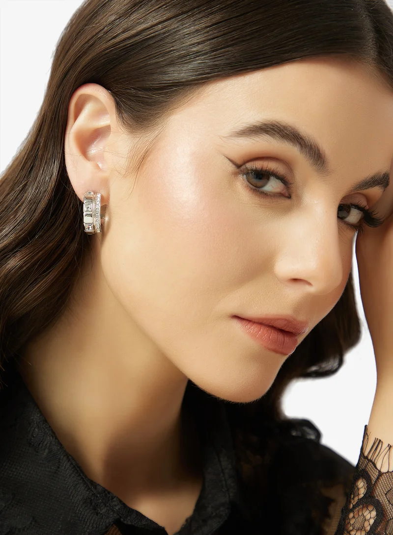 GUESS  23Mm Crystal Cube Double Hoops for Women | Best Price UAE