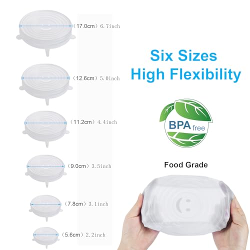 OstWony 6PCS OstWony Silicone Stretch Lids, Four Specifications of Reusable Silicone Bowl Cover, Suitable for Various Food Containers, High and Low Temperature Scenarios (Microwave Ovens, Freezers) - Image 2