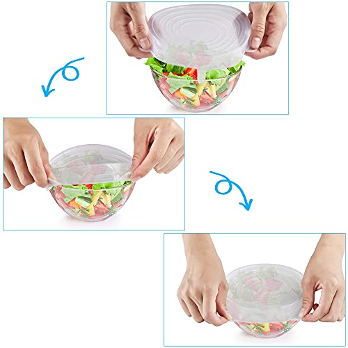OstWony 6PCS OstWony Silicone Stretch Lids, Four Specifications of Reusable Silicone Bowl Cover, Suitable for Various Food Containers, High and Low Temperature Scenarios (Microwave Ovens, Freezers) - Image 3