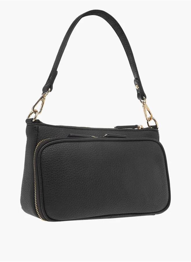 سيليست Womens Textured Shoulder Bag With Detachable Strap And Zip Closure