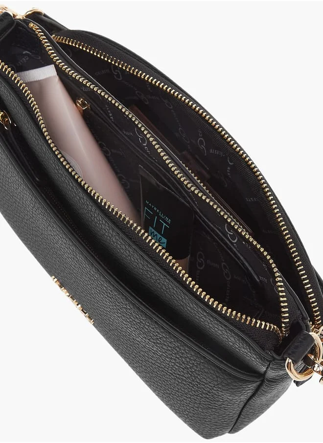 سيليست Womens Textured Shoulder Bag With Detachable Strap And Zip Closure