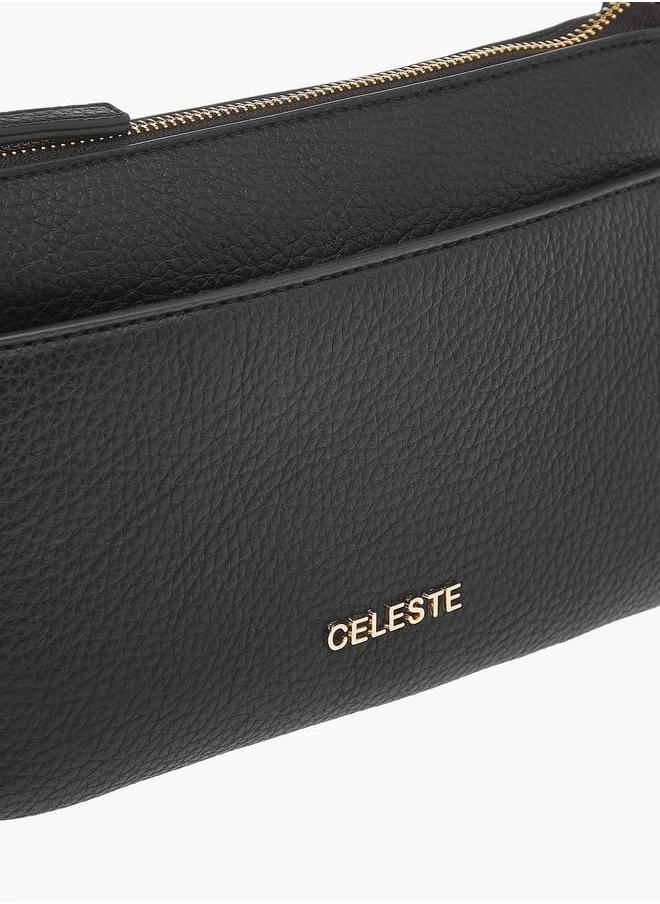 سيليست Womens Textured Shoulder Bag With Detachable Strap And Zip Closure