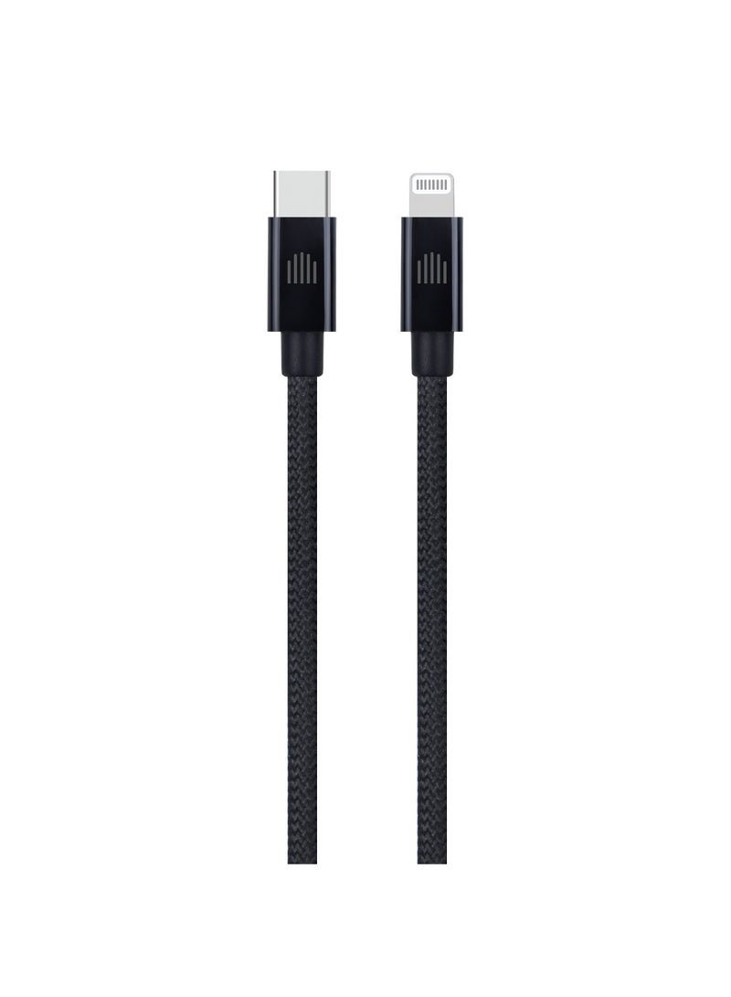 DVICED USB-C to lightning Charging & Data transfer 0.25m nylon cable  - Black - Image 1