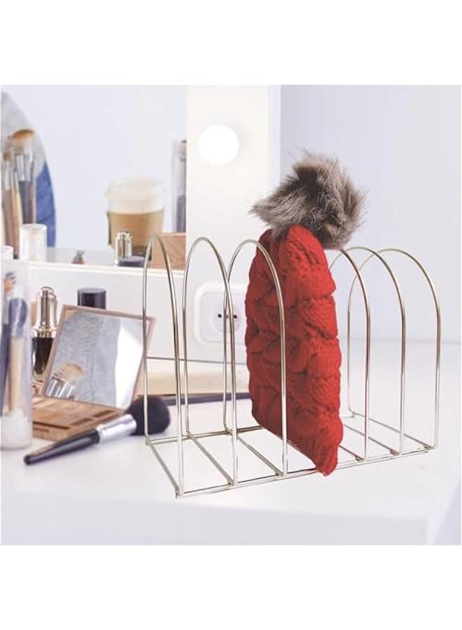 Generic Woolen Hat Display Stand Swimming Cap Holder Decorative Tabletop Hat Rack Knit Hat Storage Rack for Home Cloakroom Decoration, 7 Grids Gold - Image 2