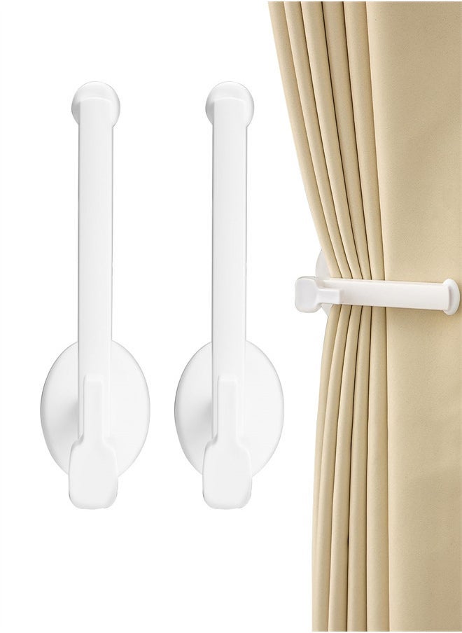 2 Pack Curtain Holdbacks Wall Mounted, Self Adhesive L Shaped Curtain Holder, Drapery Hooks Tiebacks for Home Office Decorative, Towels Hair Band Holder Nordic Style - Image 1