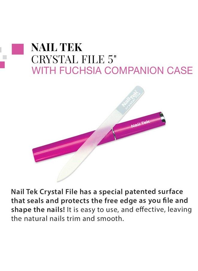 Nail Tek Crystal File Doublesided With Fuchsia Companion Case Medium File 5" Professional Fingernail File For Manicure Pedicure Keep Nails Trim And Smooth No More Nail Jagged Edges - Image 4