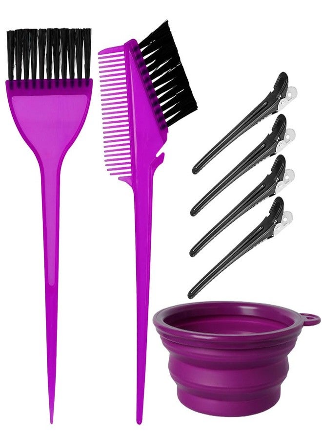 MOONMINI Hair Dye Color Brush and Bowl Set, Color Bowl Brushes Tool Mixing Bowl Kit Tint Comb for Hair Tint Dying Coloring Applicator (Purple) - Image 1