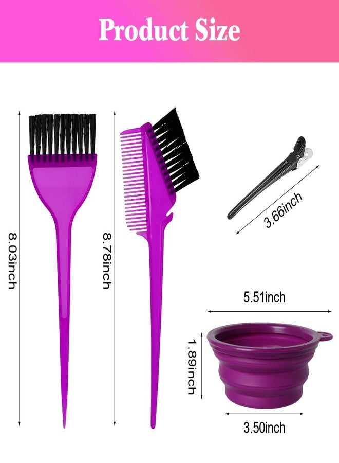 MOONMINI Hair Dye Color Brush and Bowl Set, Color Bowl Brushes Tool Mixing Bowl Kit Tint Comb for Hair Tint Dying Coloring Applicator (Purple) - Image 3