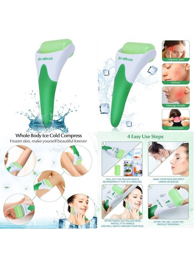 Ice Roller for Face & Eye Puffiness, Large Cool Facial Ice Rollers for Face With Natural Jade Stone Roller With Gua sha Tool Pack of 2 - Image 3