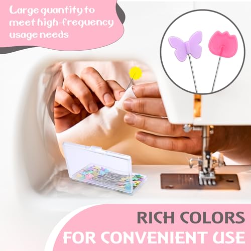 Fteven 300PCS Flat Head Straight Pins Kits, Head Sewing Pins Quilting Pins, Flower Head Sewing Pins for Fabric with Storage Boxes for Sewing DIY Projects, Dressmaker Decoration - Image 4