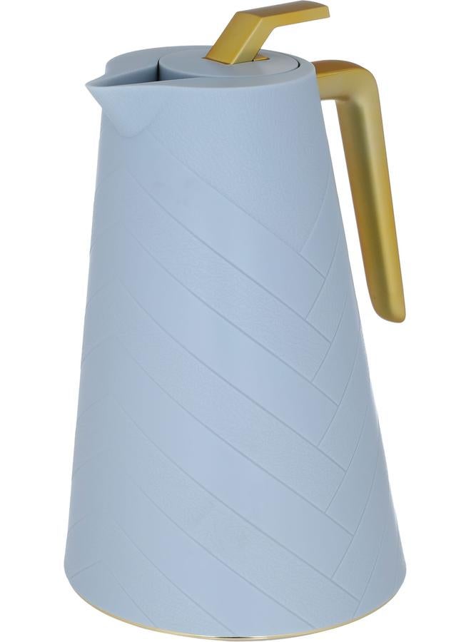 جلوري ترمس زجاجي سعة 1.5 لتر، هيكل بلاستيكي، أزرق فاتح - Image 2