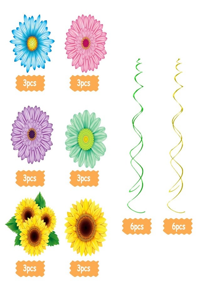 KALEFO 30PCS Spring Summer Hanging Decorations Set Sun Flowers Autumn Daisy Fairy Birthday Party Decor Mothers Day Easter Daisies Ceiling Home Decor Swirls Classroom Baby Shower - Image 5
