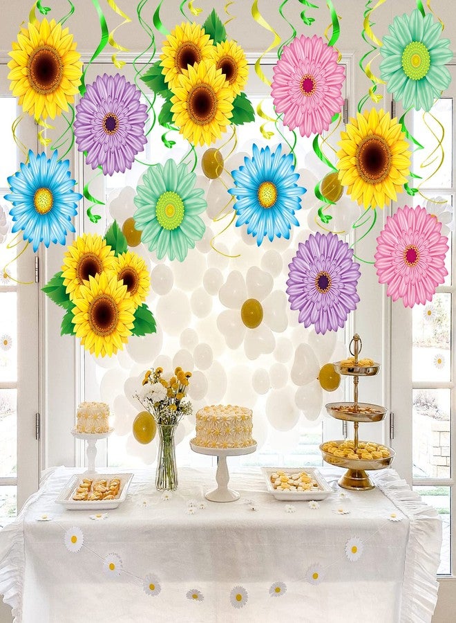 KALEFO 30PCS Spring Summer Hanging Decorations Set Sun Flowers Autumn Daisy Fairy Birthday Party Decor Mothers Day Easter Daisies Ceiling Home Decor Swirls Classroom Baby Shower - Image 3