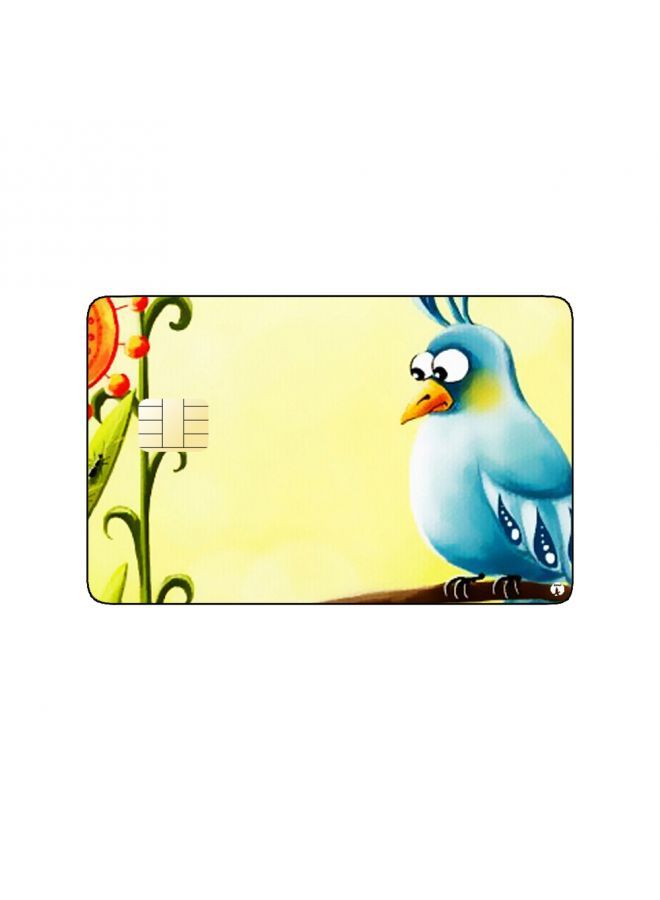 RKN PRINTED BANK CARD STICKER Cute Blue Bird Drawing With Roses - Image 2