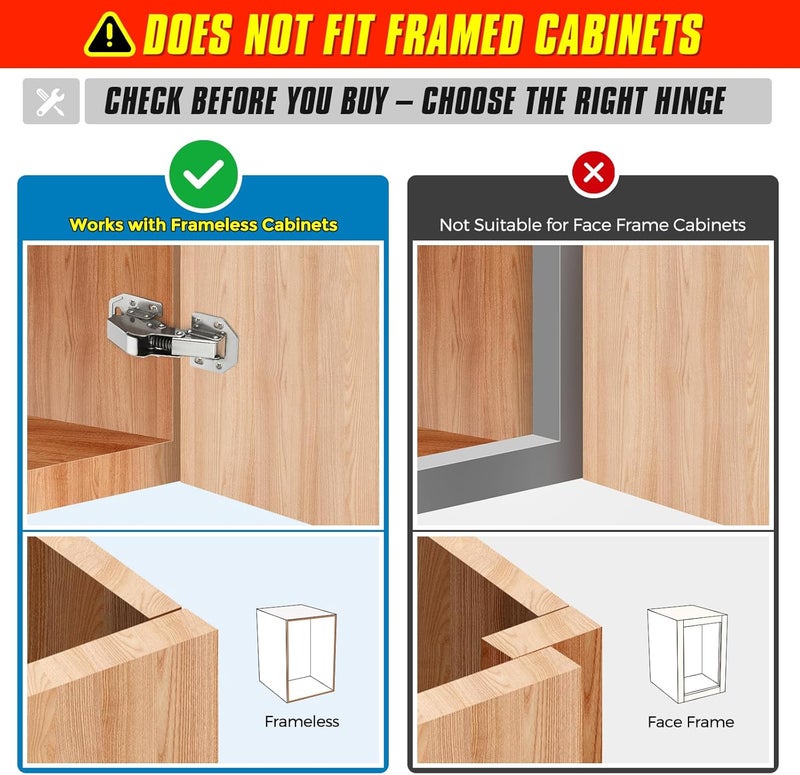Ravinte 4 Pack Soft Close Hidden Hinges Surface Mount Kitchen Cabinet Hinges, No Pre-drilled Heavy Duty for Kitchen Cabinet Cupboard Door - Image 4