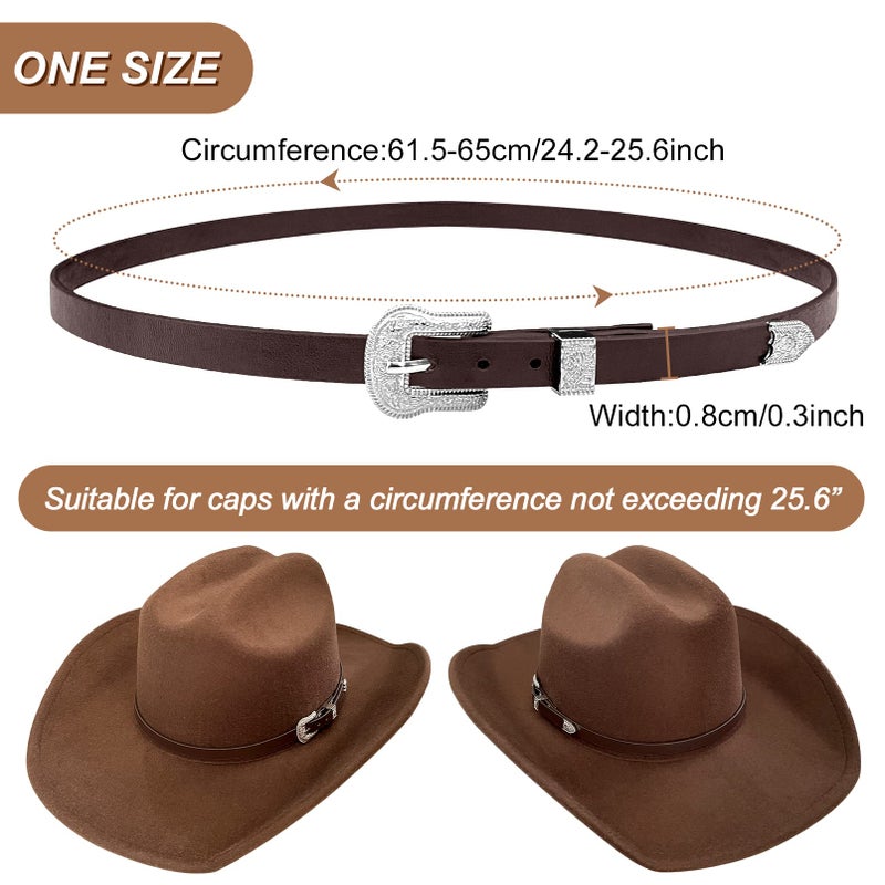 RainFlowwer Leather Cowboy Hat Bands for Men Women Western/Fedora/Panama Hat Belts Cowgirl Hatbands Cowboy Supply Hand Made Replacement Dark Brown - Image 5