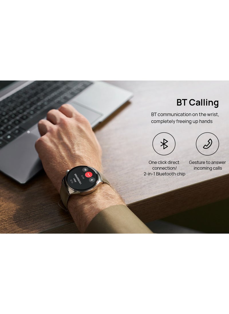 Mibro Lite 3 Pro ساعة ذكية 1.32 بوصة شاشة AMOLED 10 محاور مستشعر حركة بلوتوث اتصال GPS 150+ أوضاع رياضية 5ATM مقاومة للماء مراقبة معدل ضربات القلب 15 يومًا عمر البطارية ساعة ذكية(فضي)