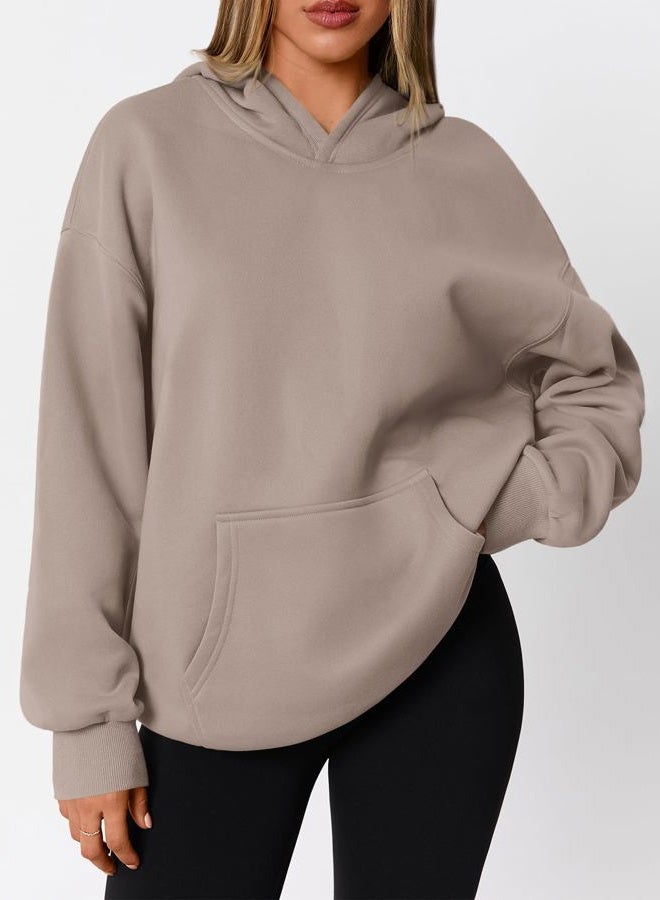 WYNNQUE Hoodies for Women Oversized Sweatshirts Fall Fashion Outfits 2025 Casual Sweaters Tops Fleece Workout Winter Clothes, Coffeegrey, XL - Image 2