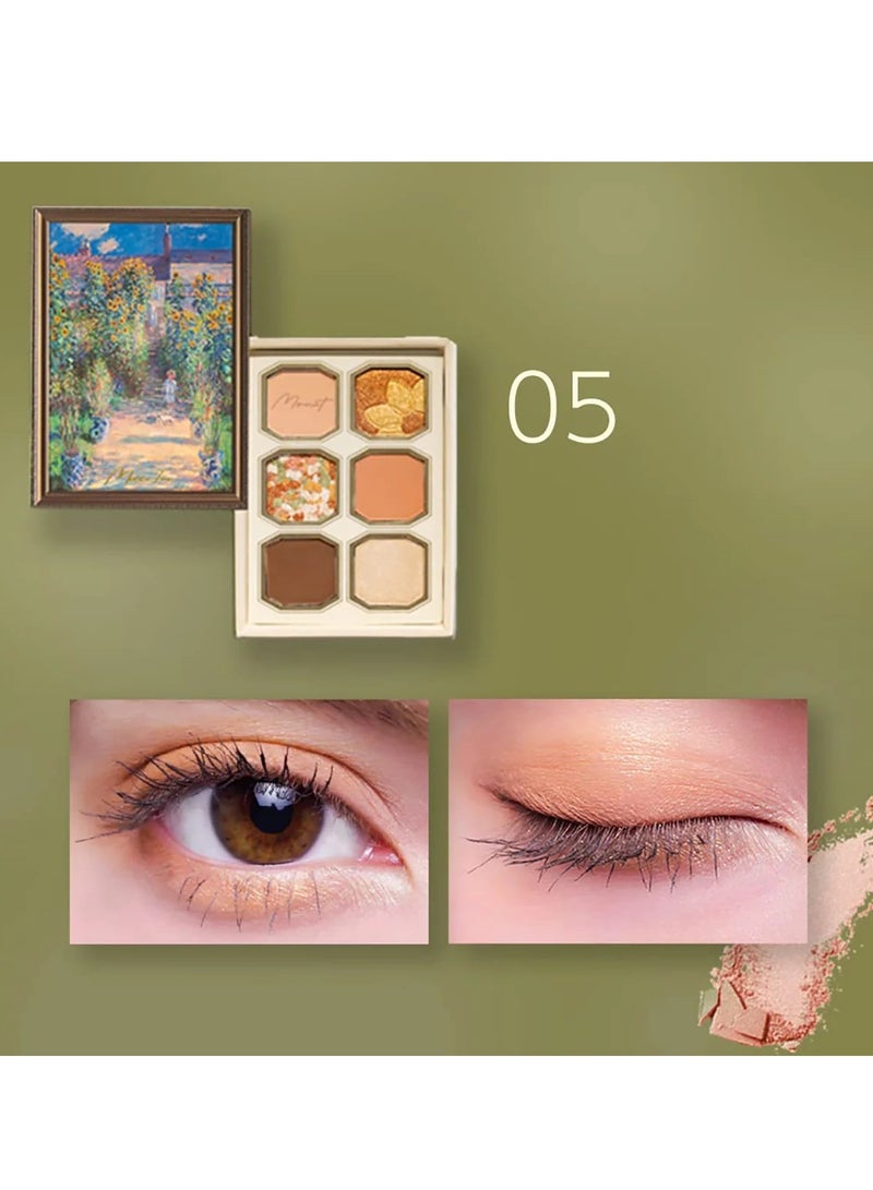 MilleFee Painting Eyeshadow Palette 6 Shades Matte and Shimmer Finishes Pressed Powder Makeup Palette-05 Monet's Garden - Image 4