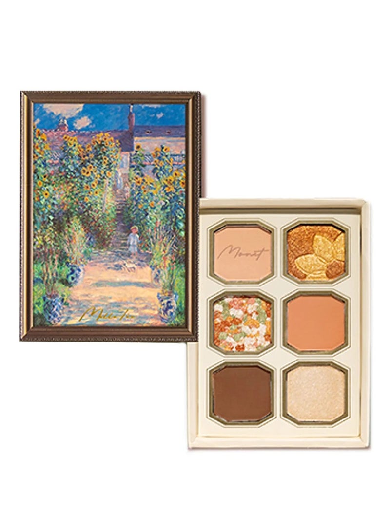 MilleFee Painting Eyeshadow Palette 6 Shades Matte and Shimmer Finishes Pressed Powder Makeup Palette-05 Monet's Garden - Image 1