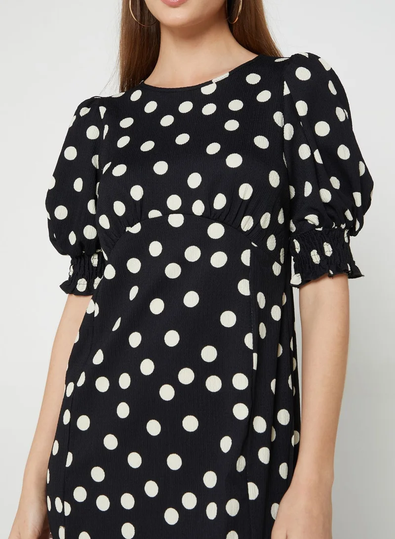 Wallis Petite Puff Sleeve Printed Dress