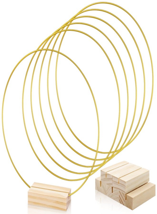 FSWCCK 10 Inch Macrame Metal Hoops with Wood Holders (5 Pack) - DIY Craft Ring Set for Macrame Wall Hanging, Wedding Centerpiece, Floral Wreath Making for DIY Wedding Decor and Wall Hanging Crafts - Image 1