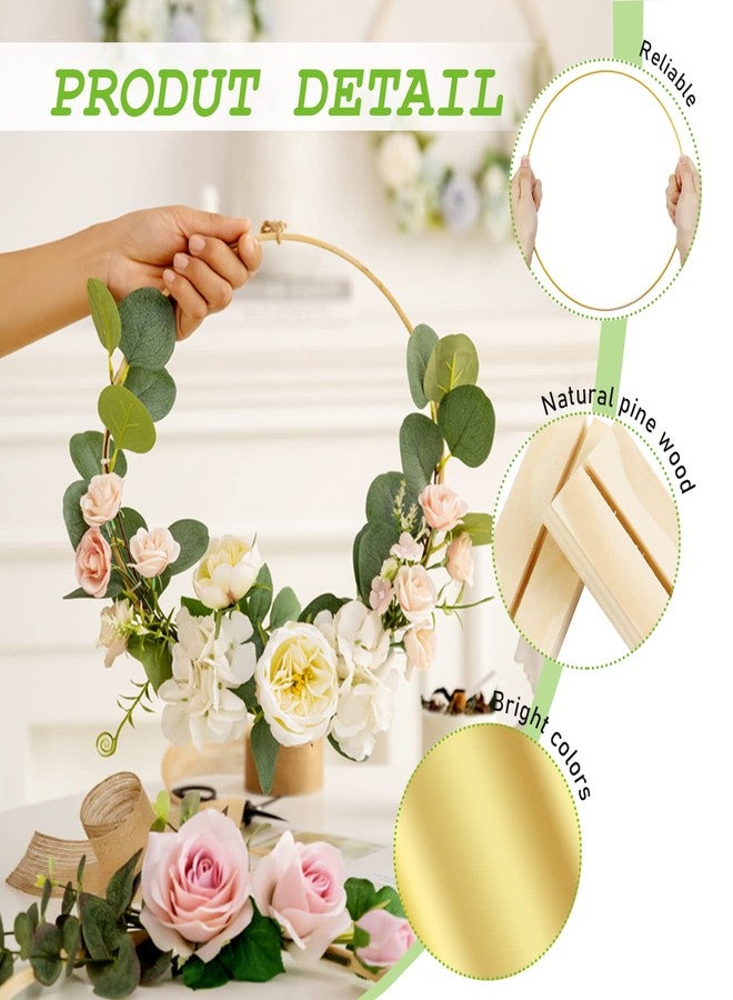FSWCCK 10 Inch Macrame Metal Hoops with Wood Holders (5 Pack) - DIY Craft Ring Set for Macrame Wall Hanging, Wedding Centerpiece, Floral Wreath Making for DIY Wedding Decor and Wall Hanging Crafts - Image 3