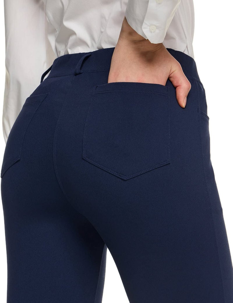 TSLA Women's Yoga & Dress Pants, Office Business Casual Work Slacks, Stretch Straight Leg/Bootcut Pants with 4 Pockets, Slacks Petite Navy, Large - Image 5