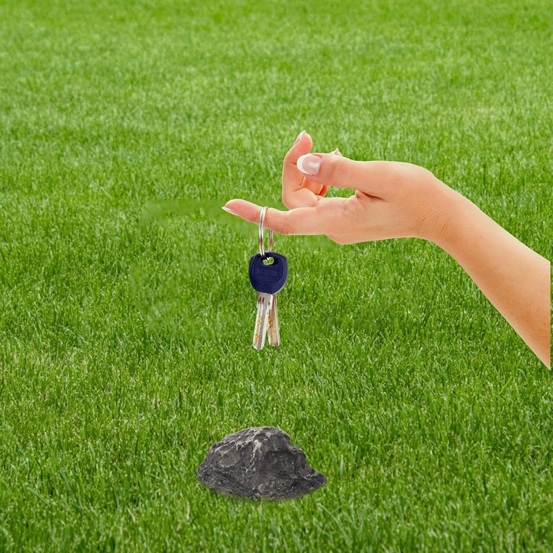 Outdoor Stone Key Storage Box with Black Base Realistic Garden Decorative for Spare House Keys for Courtyard Use - Image 5