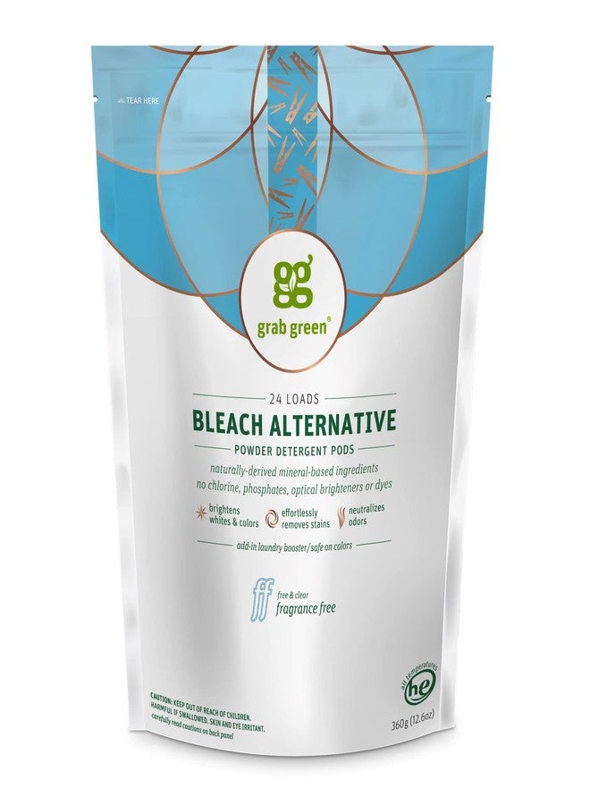 Grab Green Bleach Alternative Pods, 24 Count, Chlorine Free, Fragrance Free, Plant and Mineral Based, Laundry Booster to Brighten Whites, Removes Stains, Neutralizes Odors - Image 1
