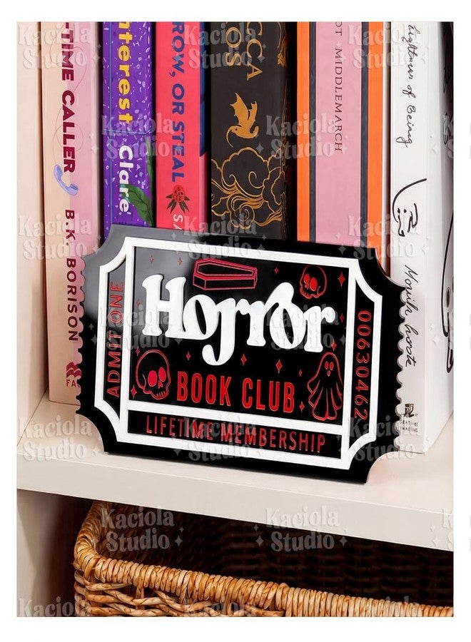KACIOLA STUDIO Library Sign, 3D Bookish Decor for Book Nook, Gifts for Booklovers/Reader/Women, Bookshelf Book Store Decor, Romantasy Gift (Horror) - Image 1